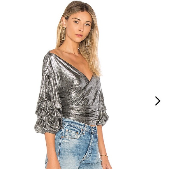 Lovers + Friends Bow Blouse in Silver - Picture 3 of 6